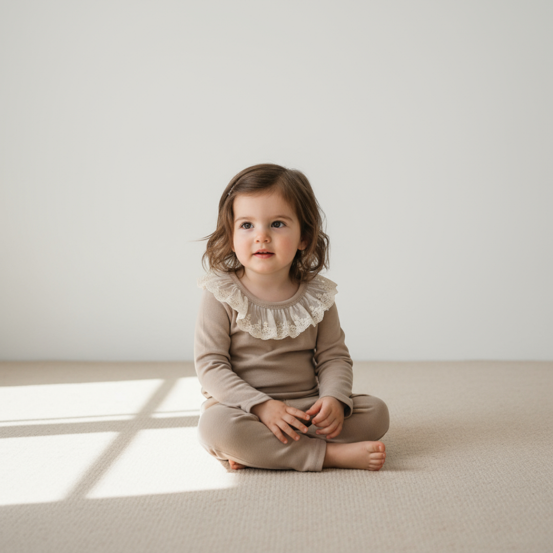 Élodie Lace Collar Top - Taupe Beige