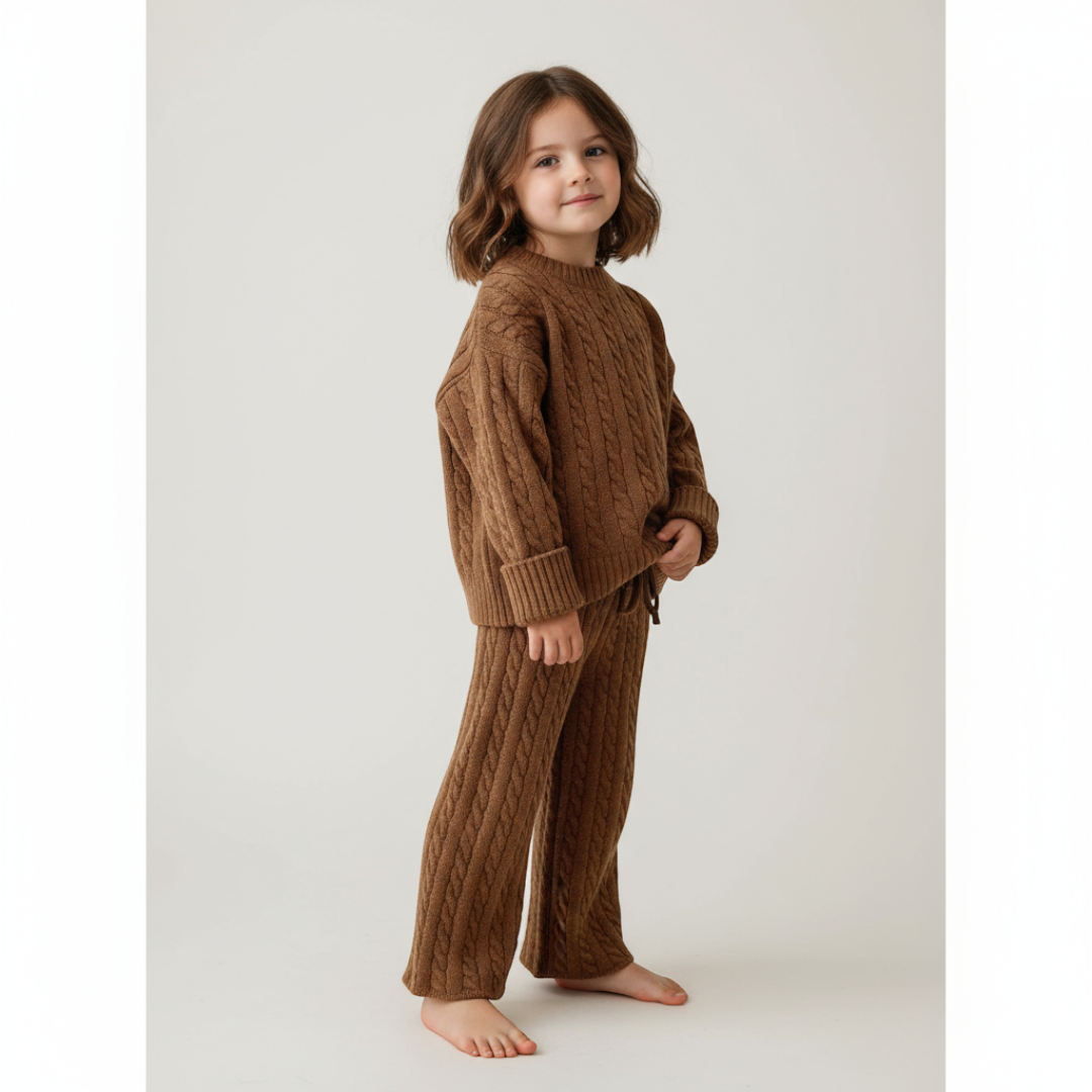 Clara Cable Knit Set - Cocoa