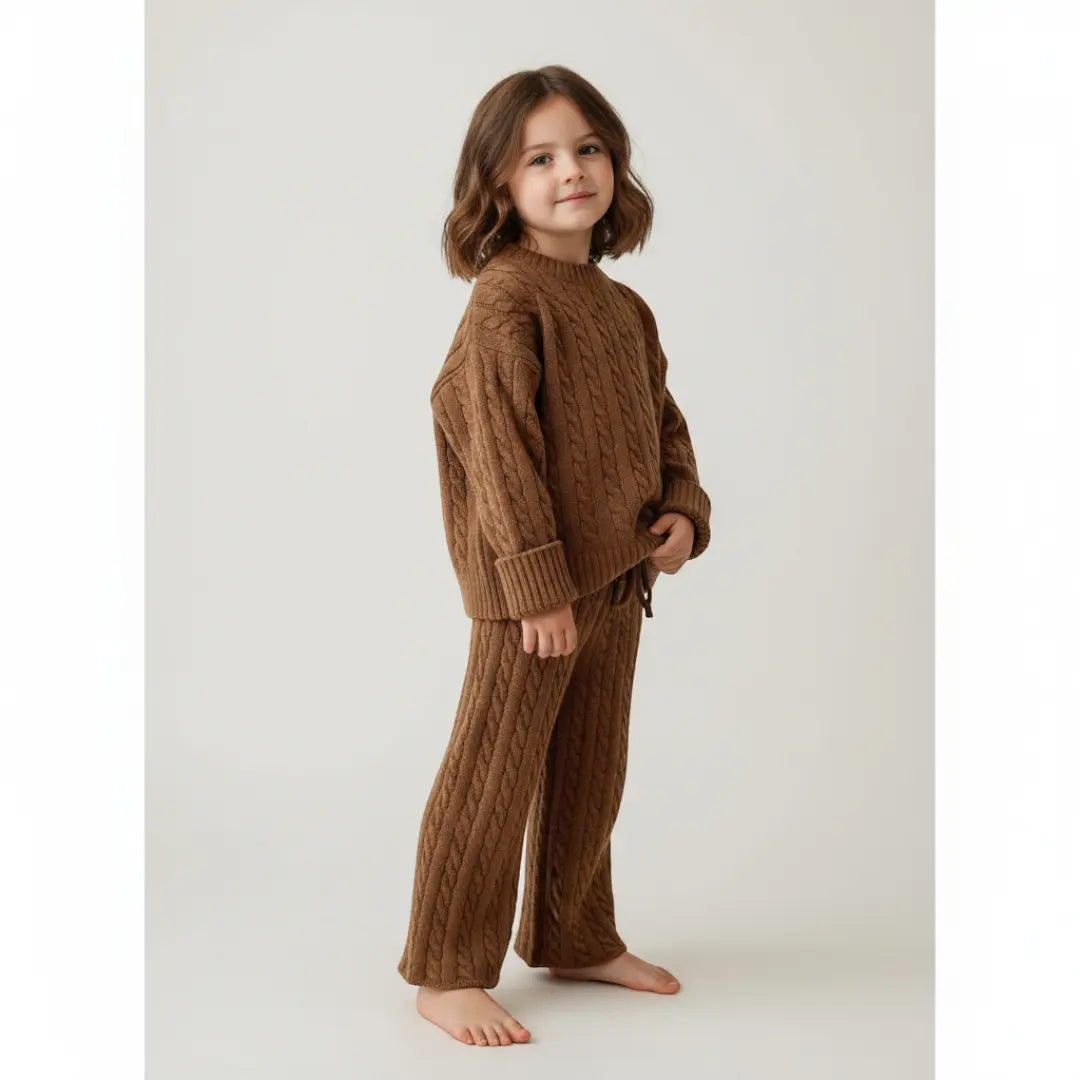 Clara Cable Knit Set - Cocoa ORELIE