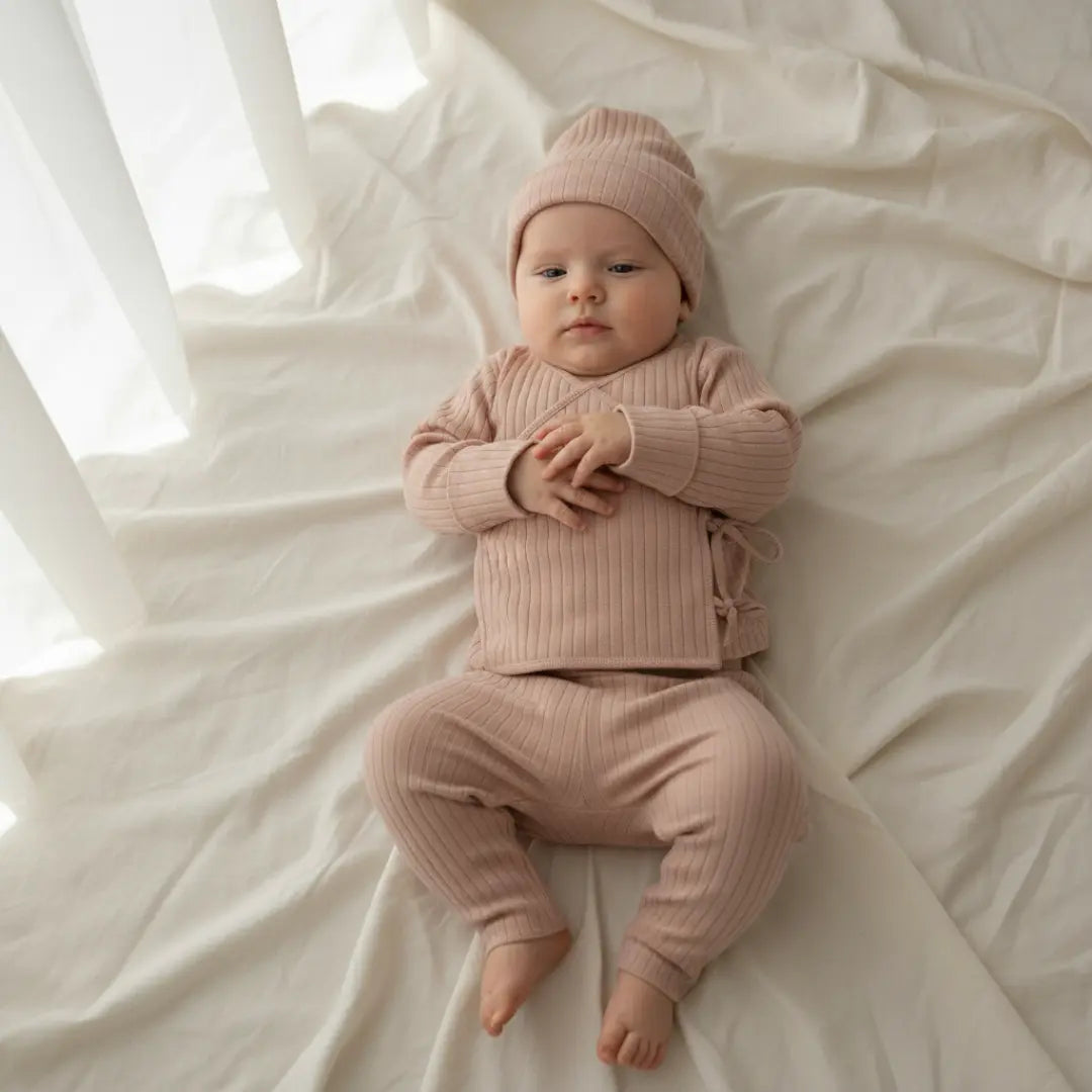 Mara Newborn Ribbed Set - Dusty Rose ORELIE