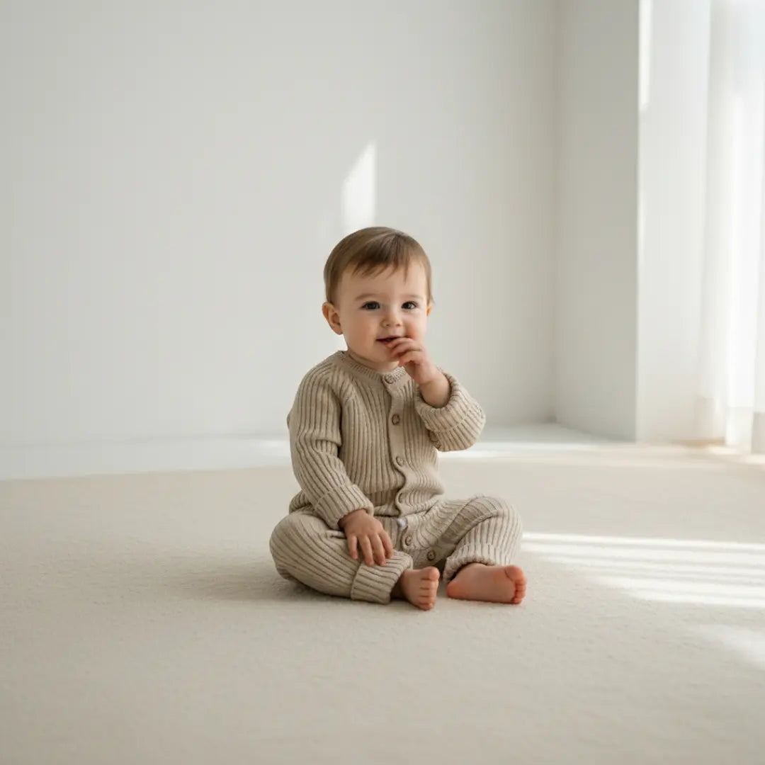 Rafa Ribbed Knit Romper - Sand ORELIE