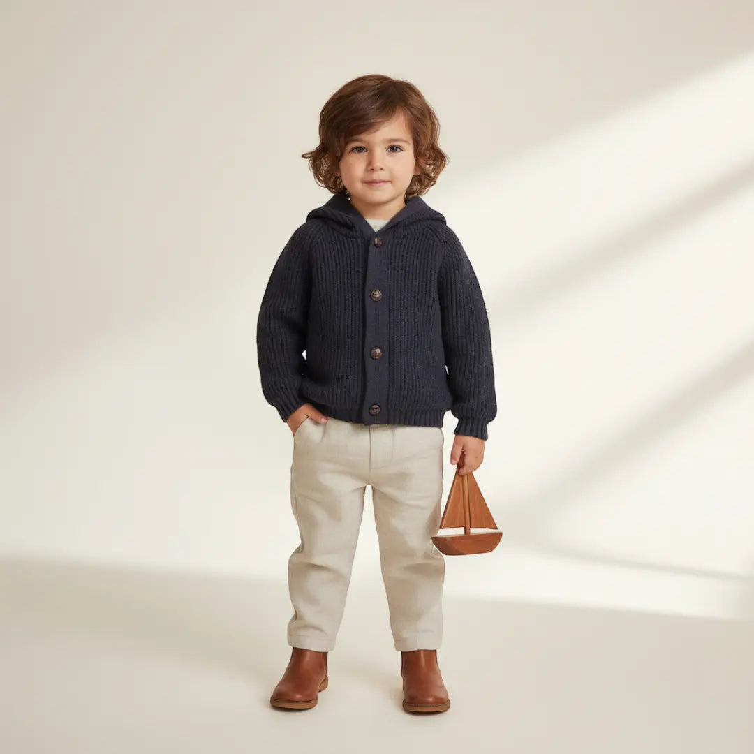 Émil Knit Pom Cardigan - Navy ORELIE