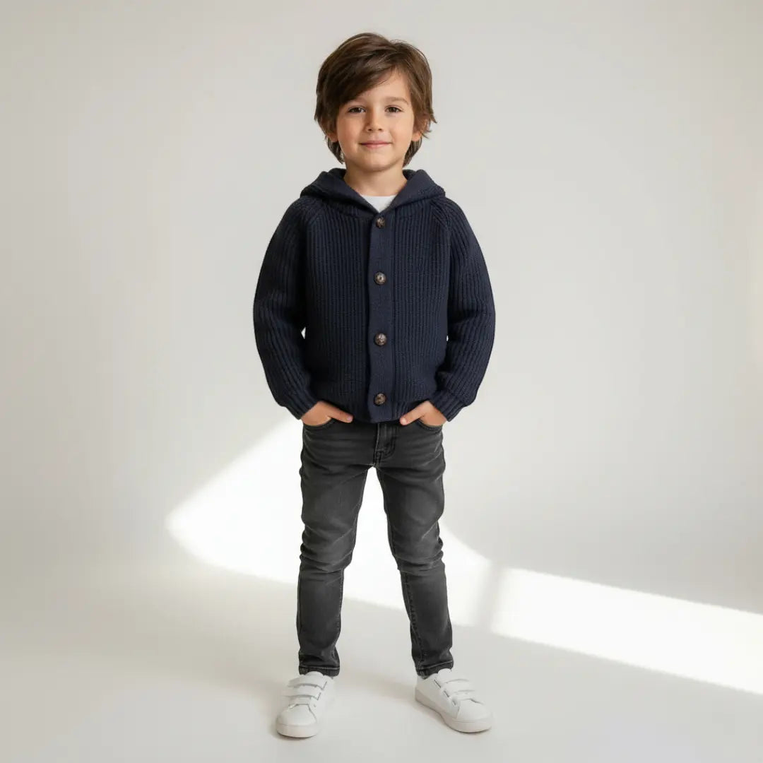 Émil Knit Pom Cardigan - Navy ORELIE