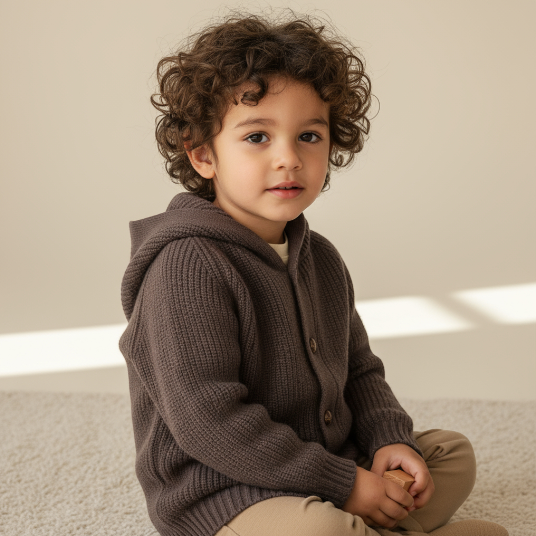 Émil Knit Pom Cardigan - Brown