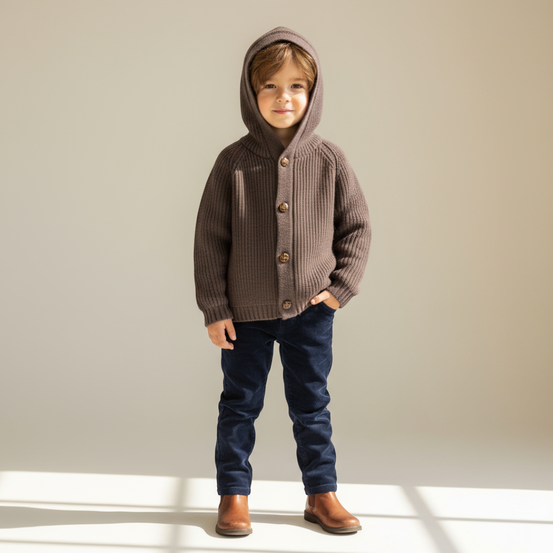 Émil Knit Pom Cardigan - Brown