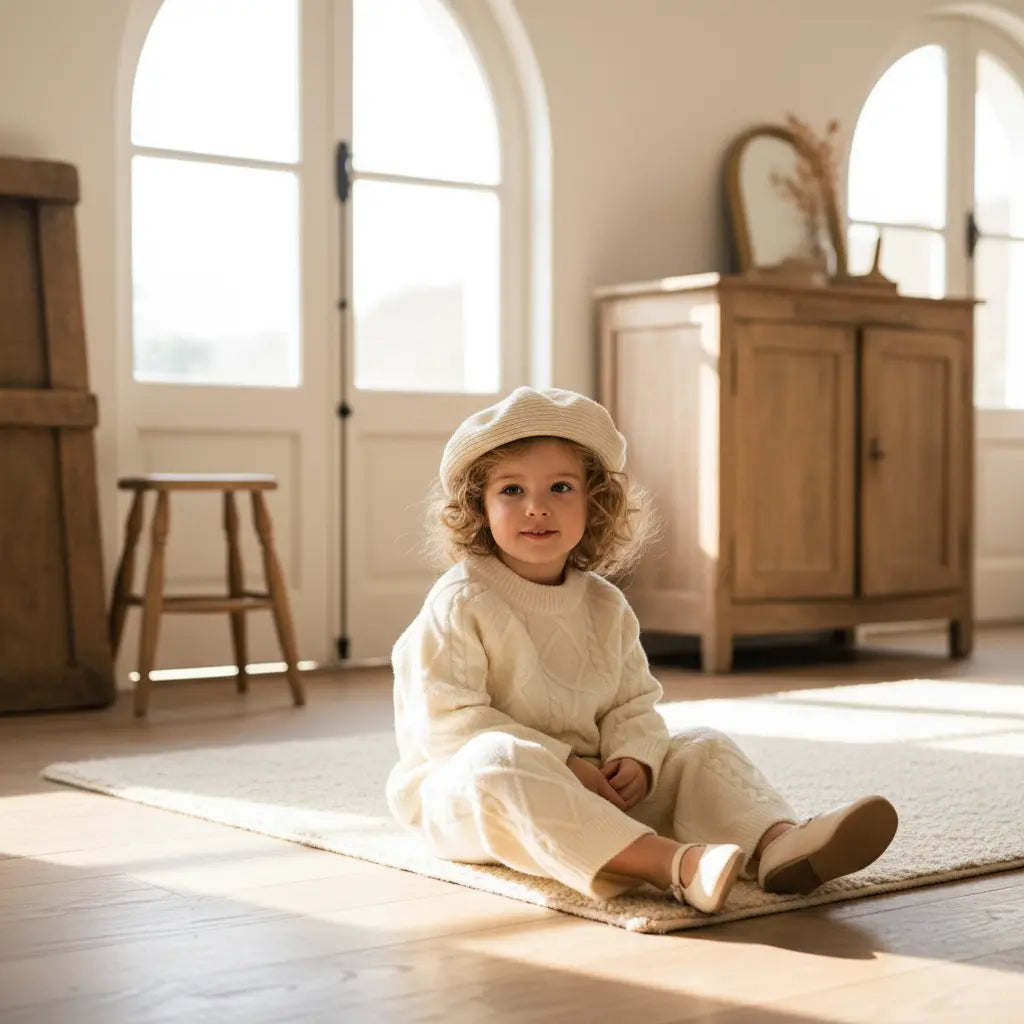 Mila Diamond Knit Set - Cream White ORELIE