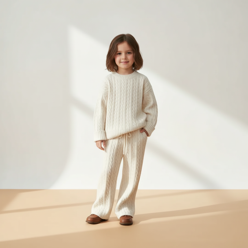 Clara Cable Knit Set - Cream