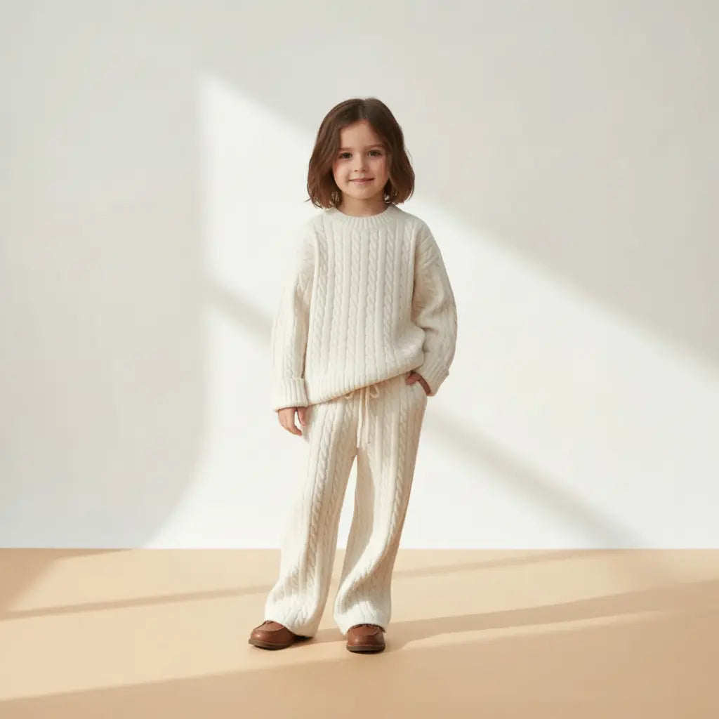 Clara Cable Knit Set - Cream ORELIE