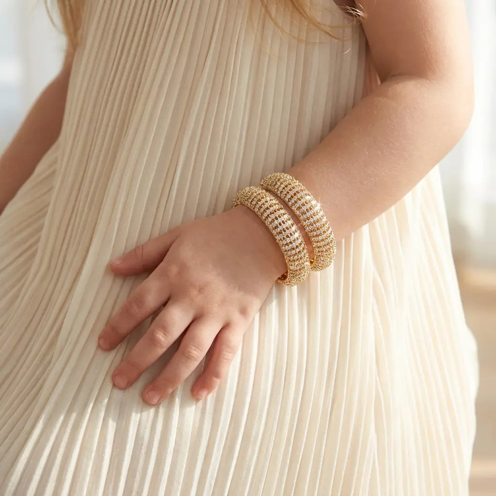 Golden Auralia Diamond Mesh Bangles THE RAMADAN EDIT