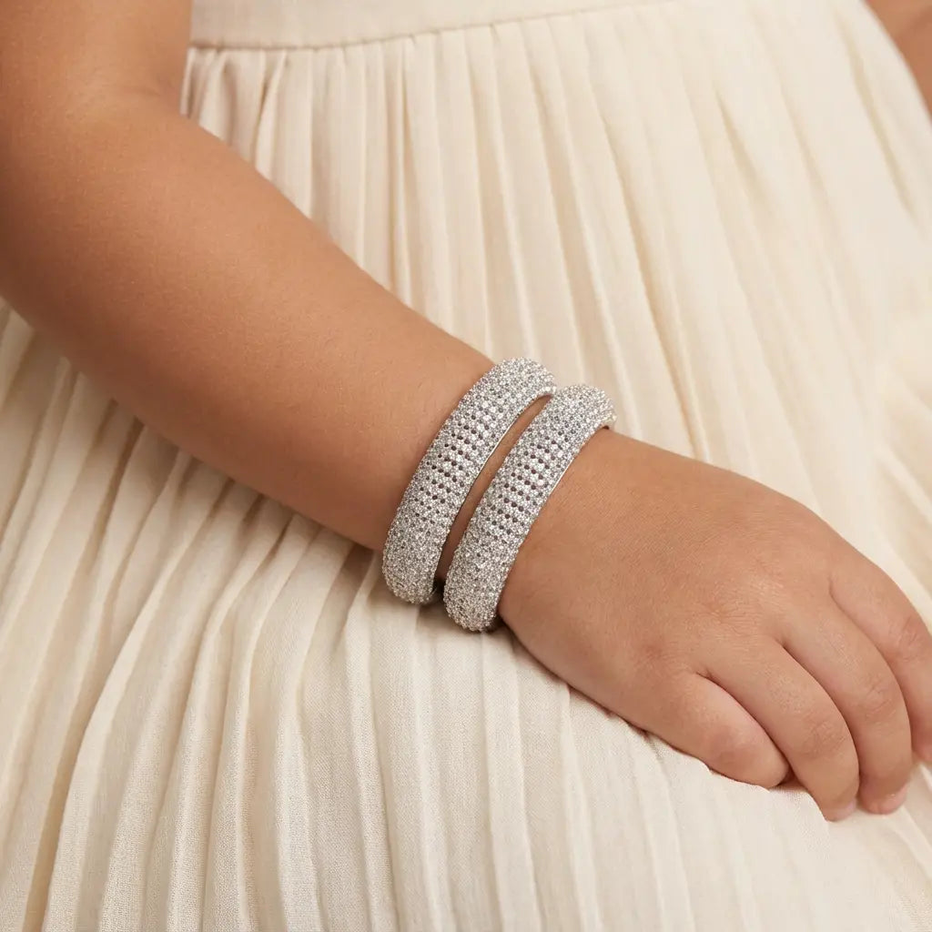 Silver Auralia Diamond Mesh Bangles THE RAMADAN EDIT