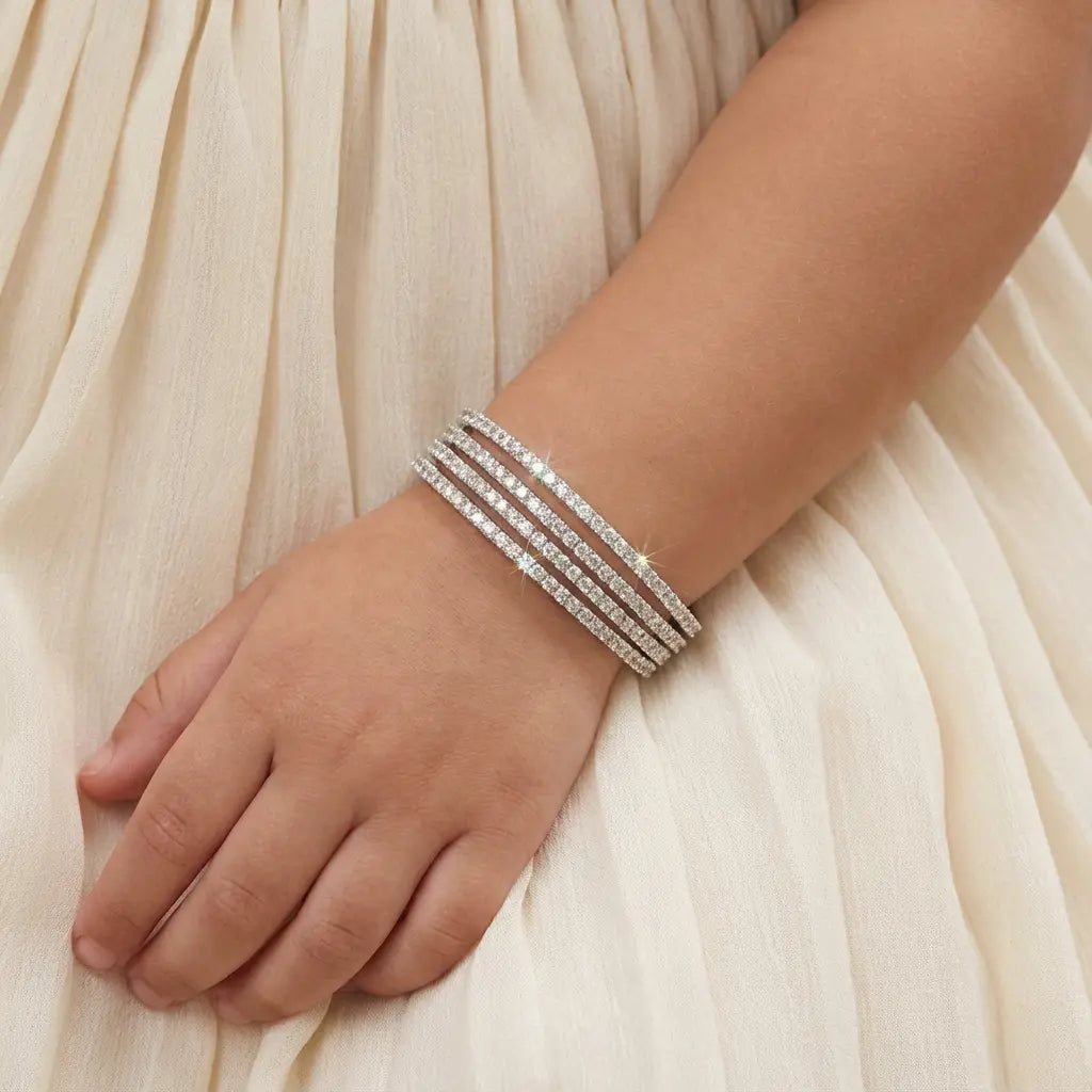 Silver Crystal Thin Bangles 4 Pieces THE RAMADAN EDIT