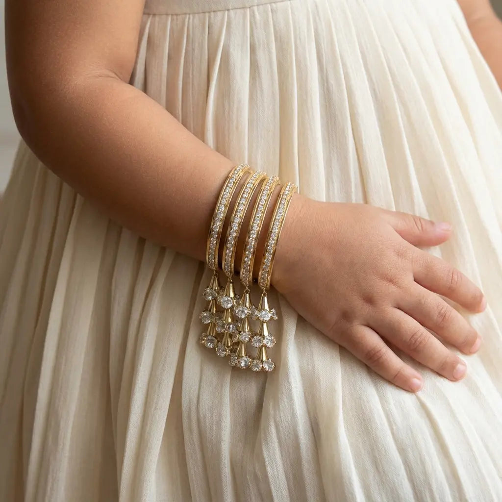 Golden Diamond Bangles with Hanging THE RAMADAN EDIT