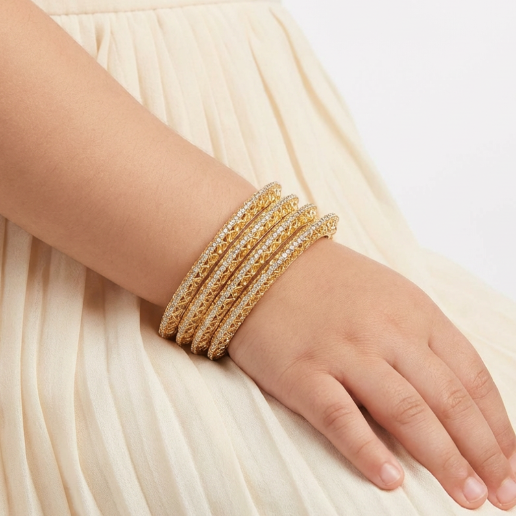 Golden with Diamond line Bangles