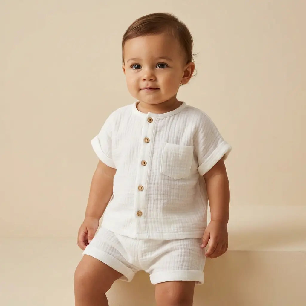 Baby Two Piece Set Milk TEDDY & MINOU