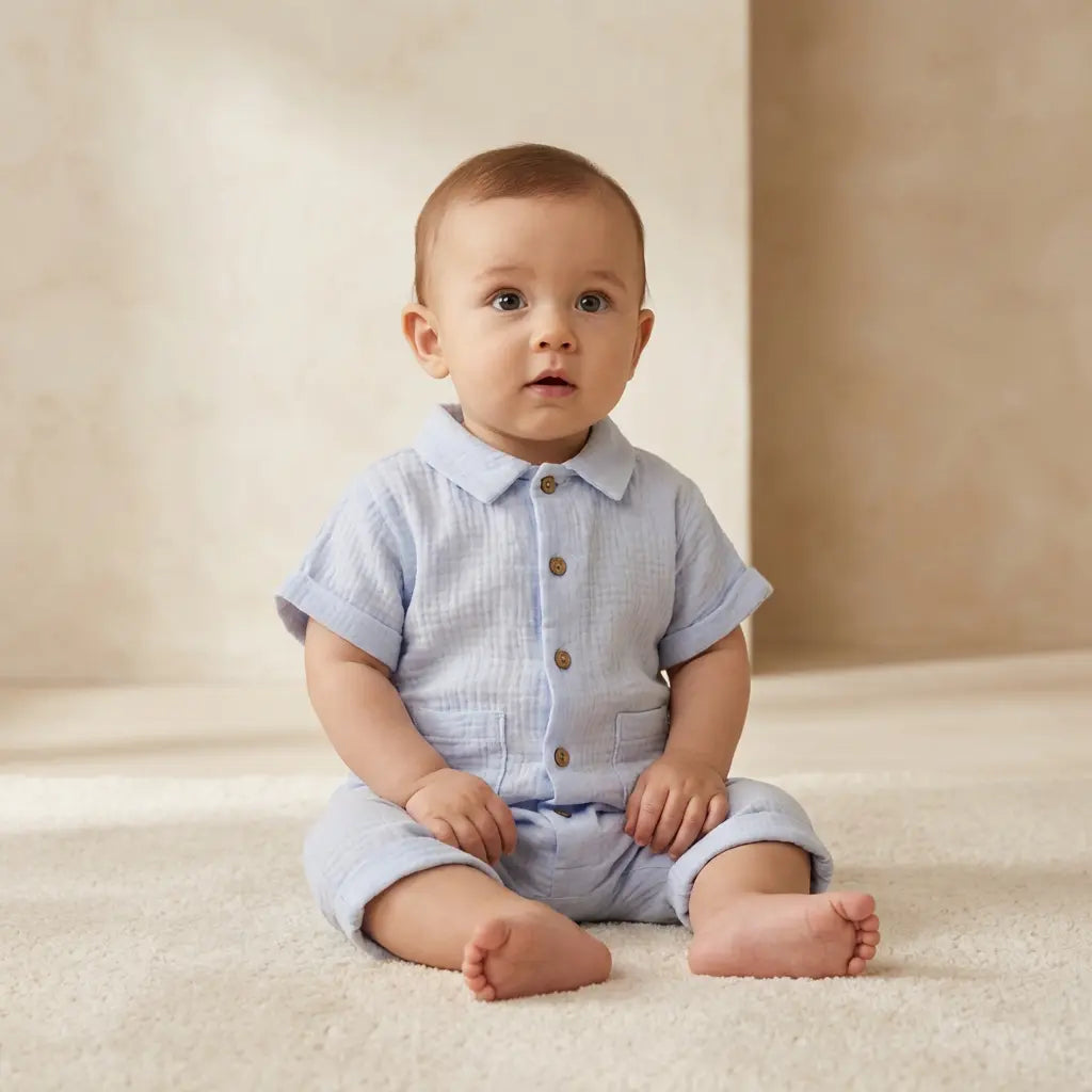 Baby Romper Anise Blue TEDDY & MINOU