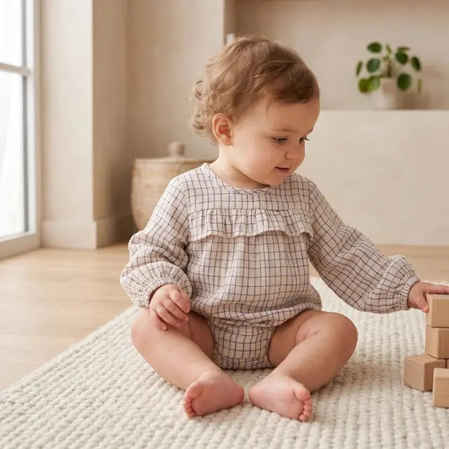 Checks Cobalt Muslin Romper GARBO & FRIENDS