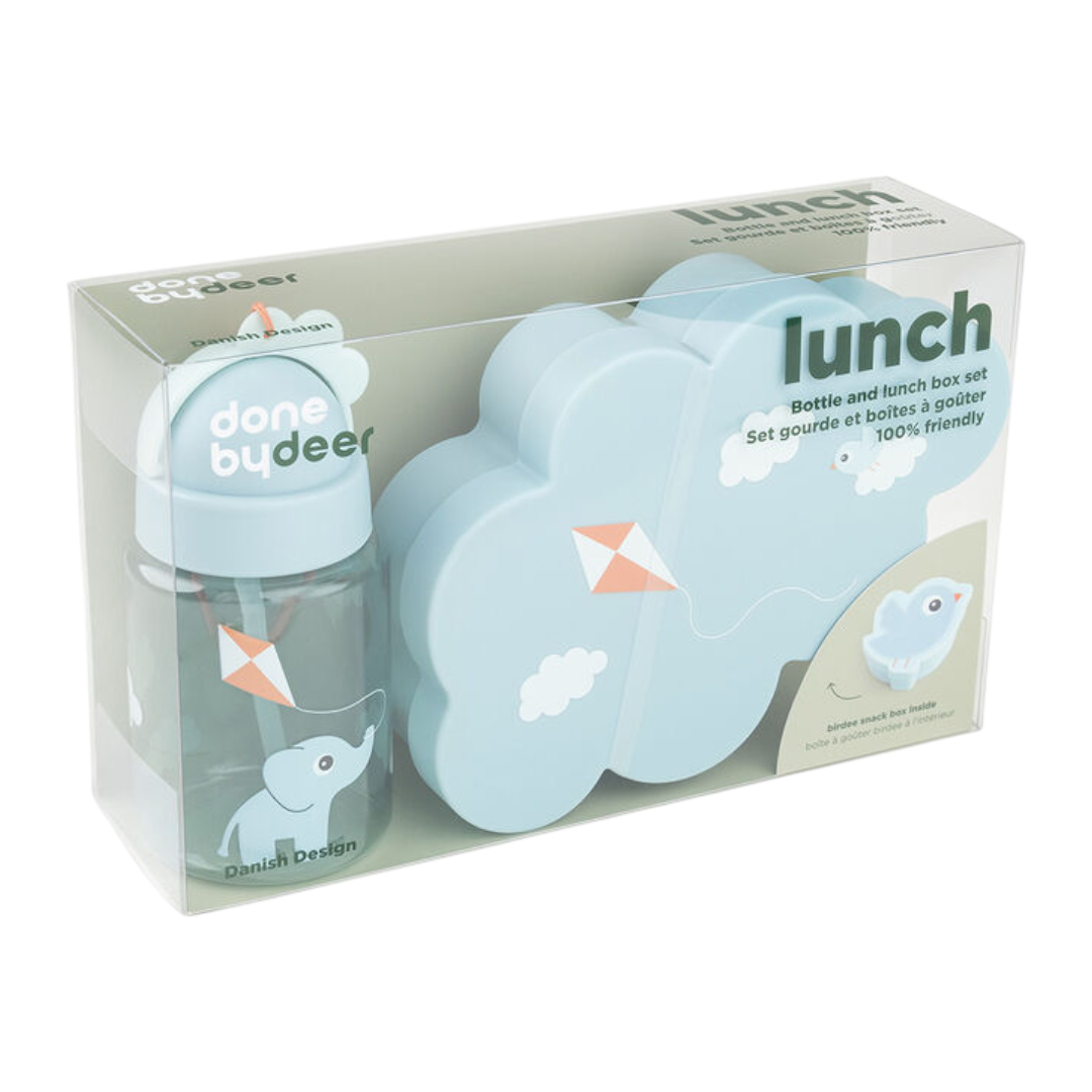 Lunch & Snack Box with Straw Bottle Blue