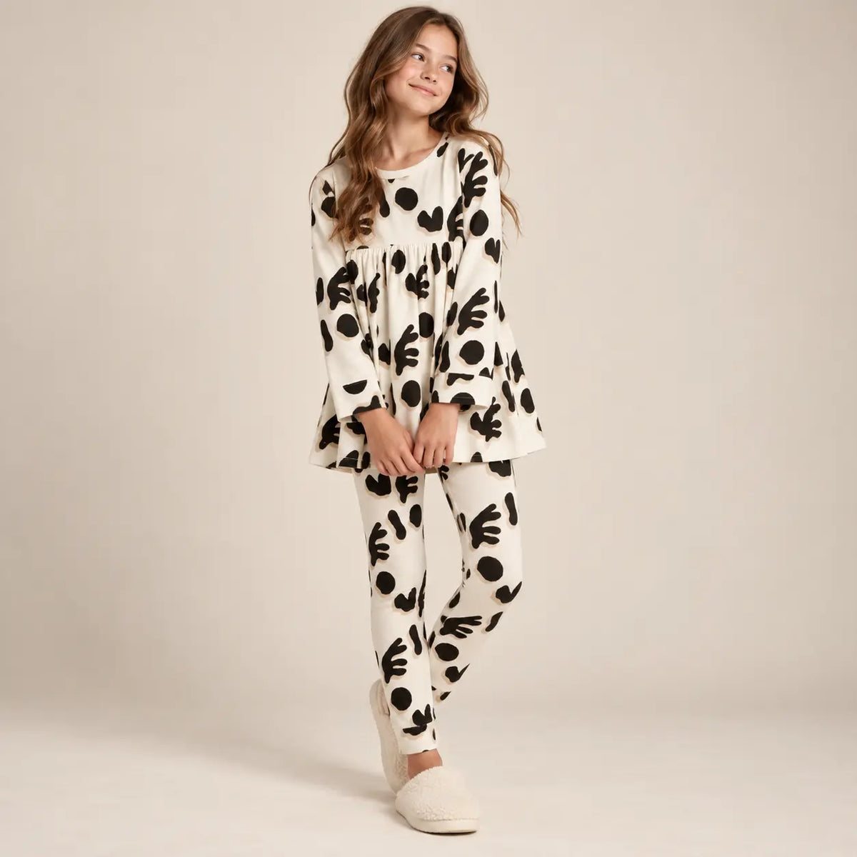 14 year girl wearing Rosa + Fabio Love Pajamas second pose