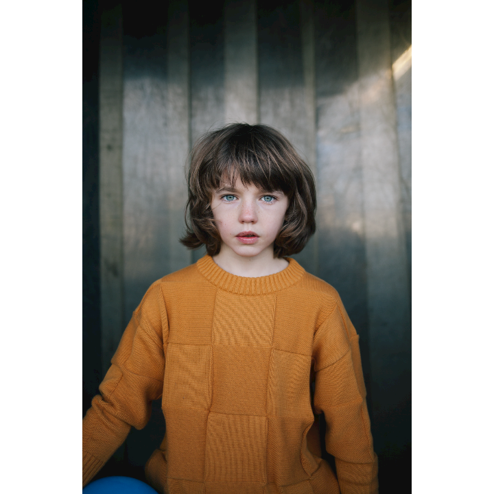Fanatical squares knitted sweater sandstone