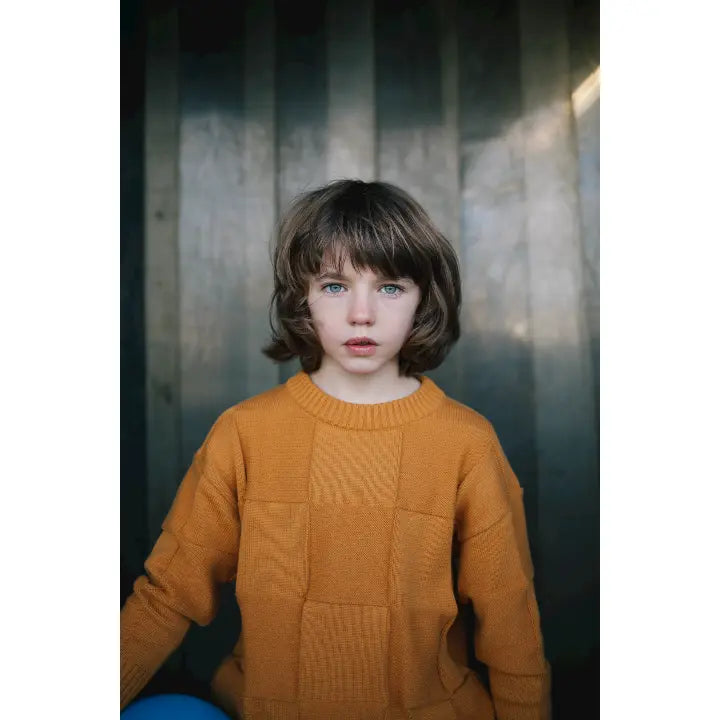 Fanatical squares knitted sweater sandstone DAILY BRAT