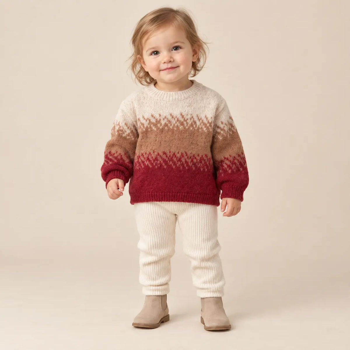1 year girl wearing Tricolor Knitted Sweater