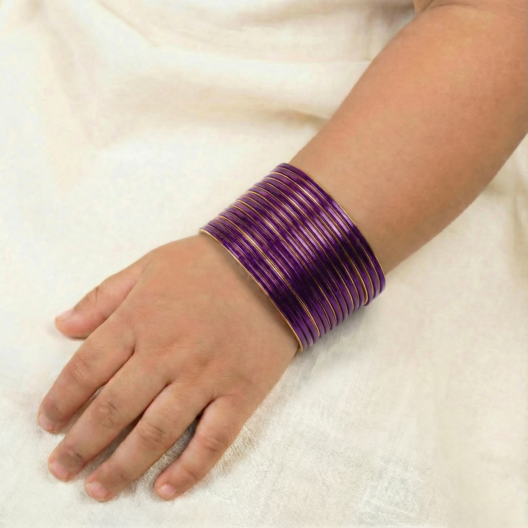 12 Piece Mettalic Solid Colors Bangles