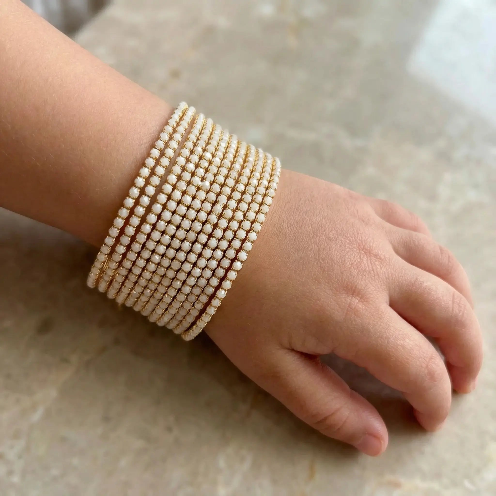 Ivory Pearl Stones Bangles 12 Piece THE RAMADAN EDIT