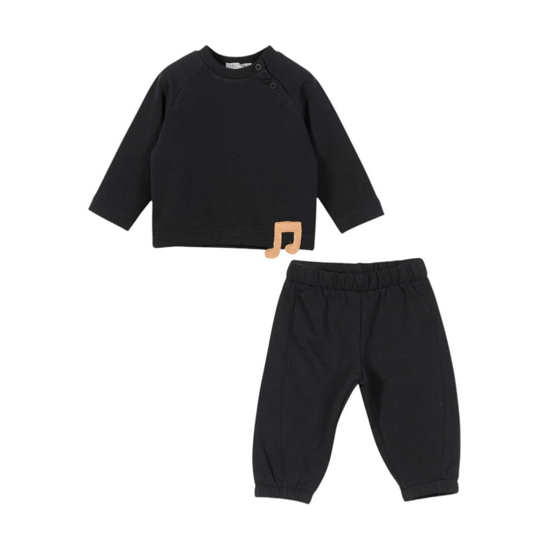 Black Music Detail Organic Cotton Sweatshirt & Sweatpants
