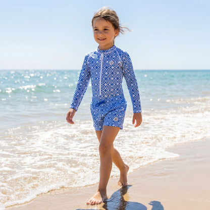 Matching Girls UV Swim Set – Mediterranean Tiles BADAWII SWIMWEAR