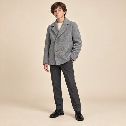 Boy Double-Breasted Peacoat – Grey – 14Y lookbook, look 2