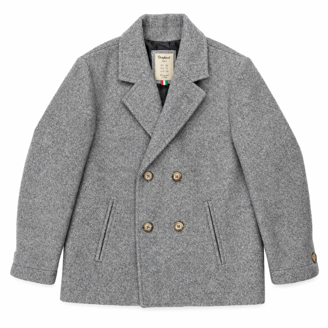 Boy Double-Breasted Peacoat – Grey – product