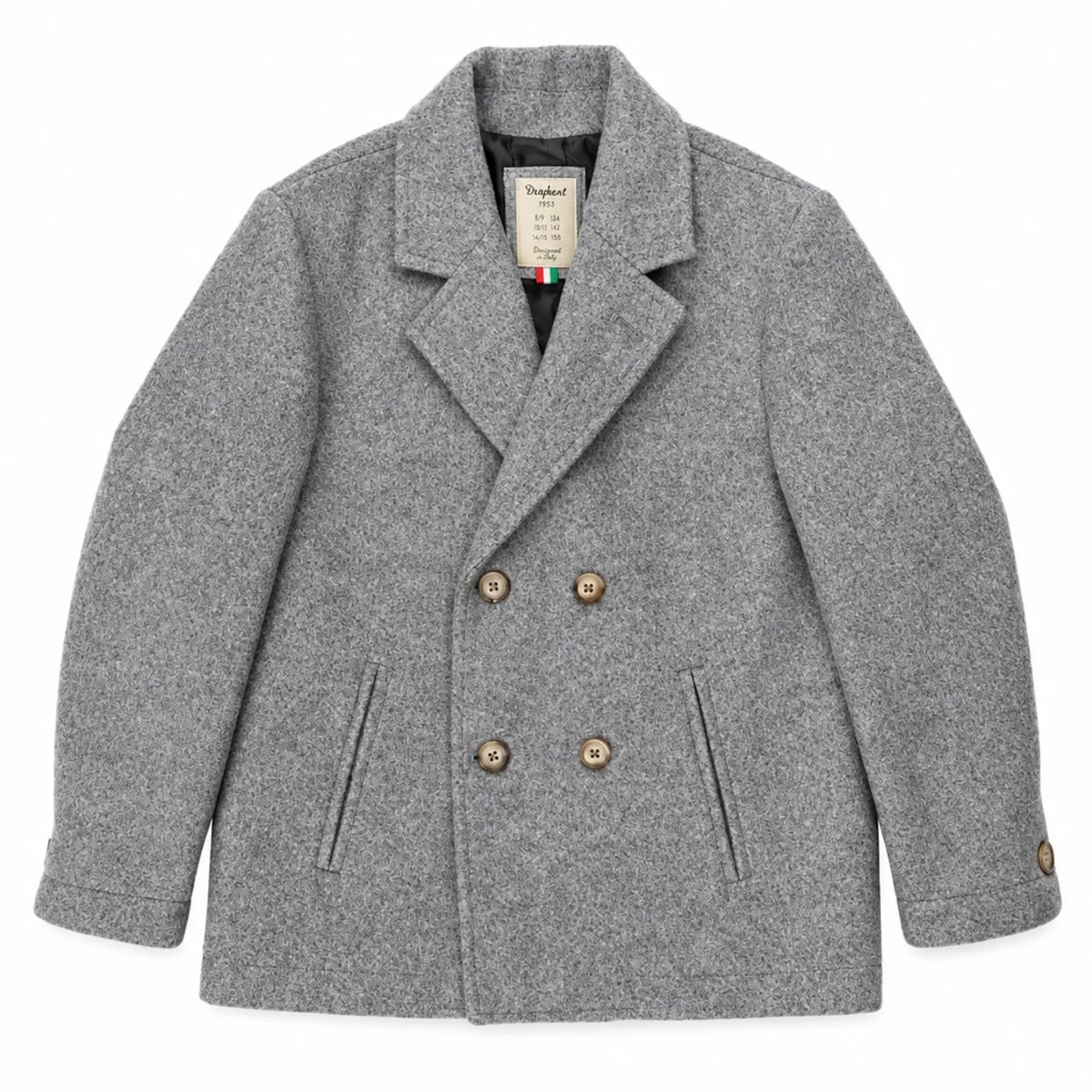 Boy Double-Breasted Peacoat – Grey – product