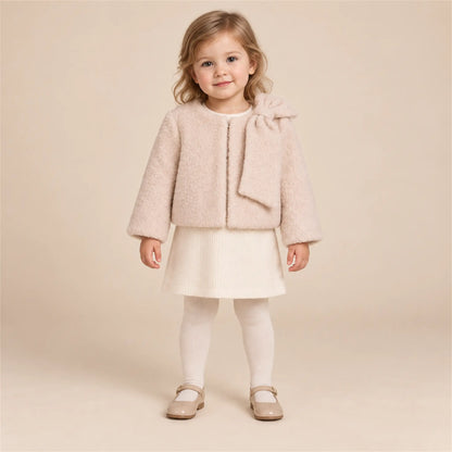 Biscuit teddy jacket on girl, size 02Y — lookbook