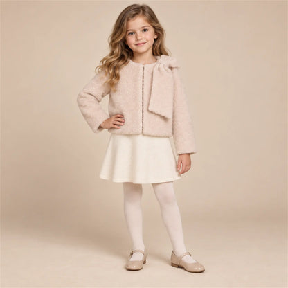 Biscuit teddy jacket on girl, size 06Y — lookbook