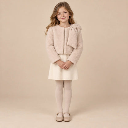 Biscuit teddy jacket on girl, size 08Y — lookbook