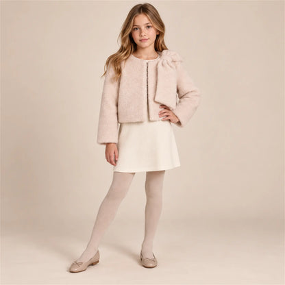 Biscuit teddy jacket on girl, size 12Y — lookbook