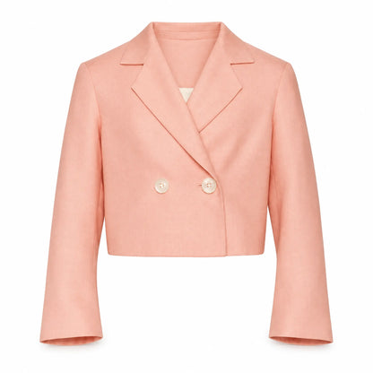 Pink linen crop jacket — product image