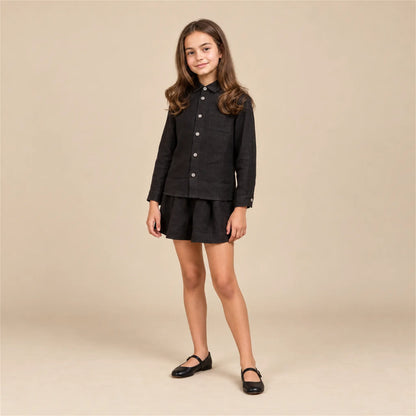 Linen Shirt &amp; Shorts - Black — girls 12Y lookbook 1