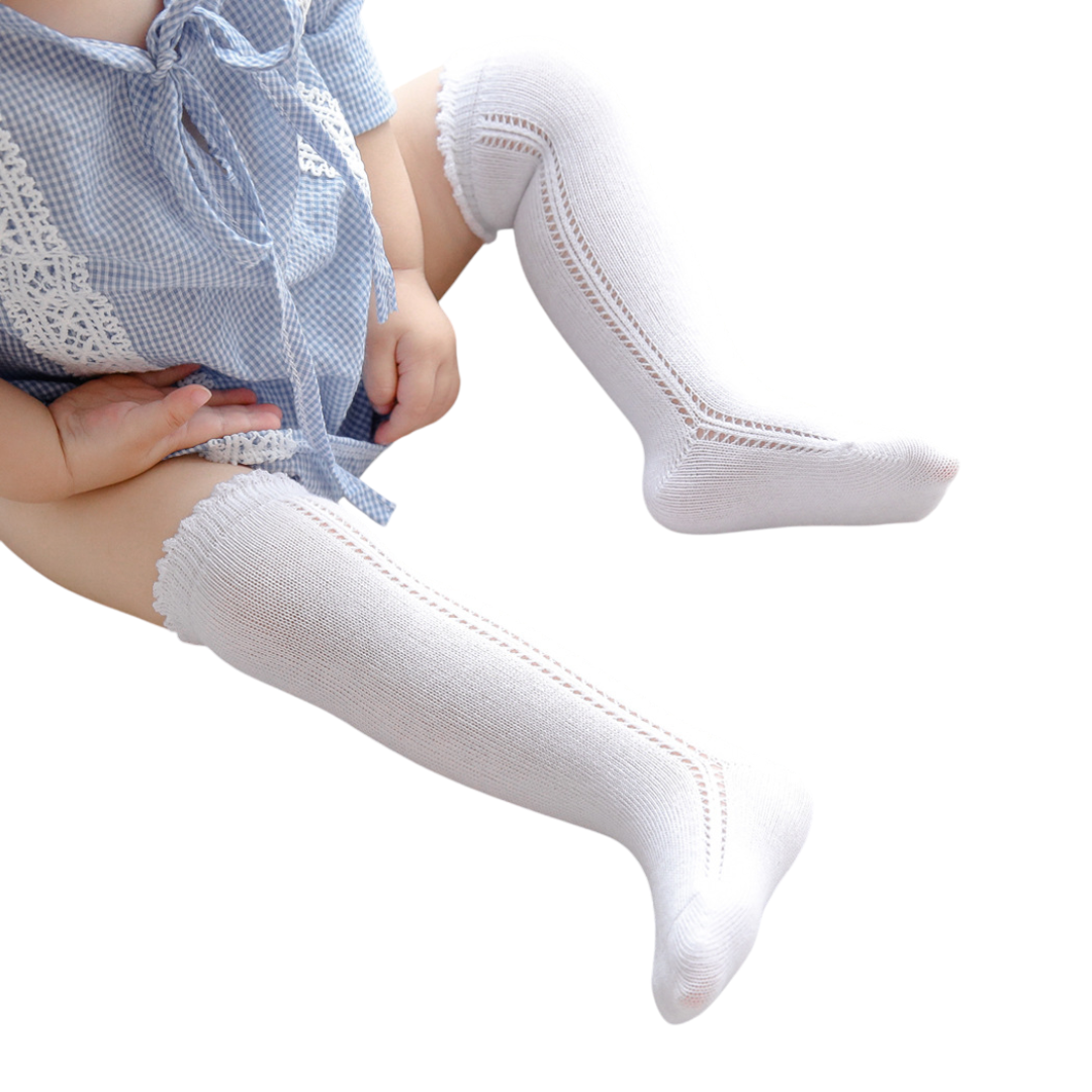 Léa Pointelle Knit Socks - Cream