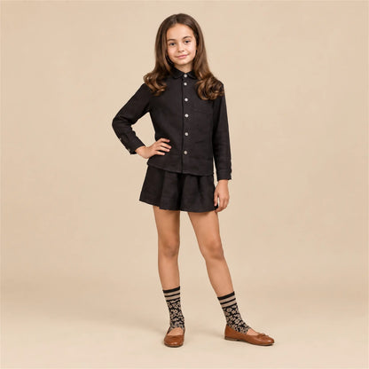 Linen Shirt &amp; Shorts - Black — girls 12Y lookbook 2