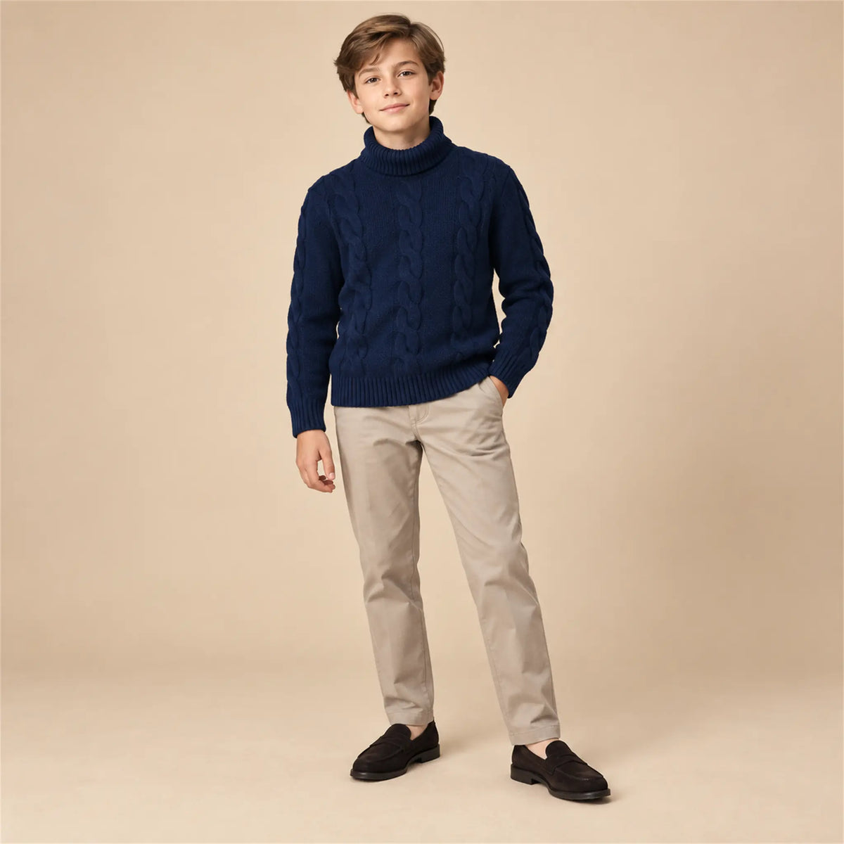 Boy C-Neck Knitted Pullover – Blue – 12Y lookbook, look 2