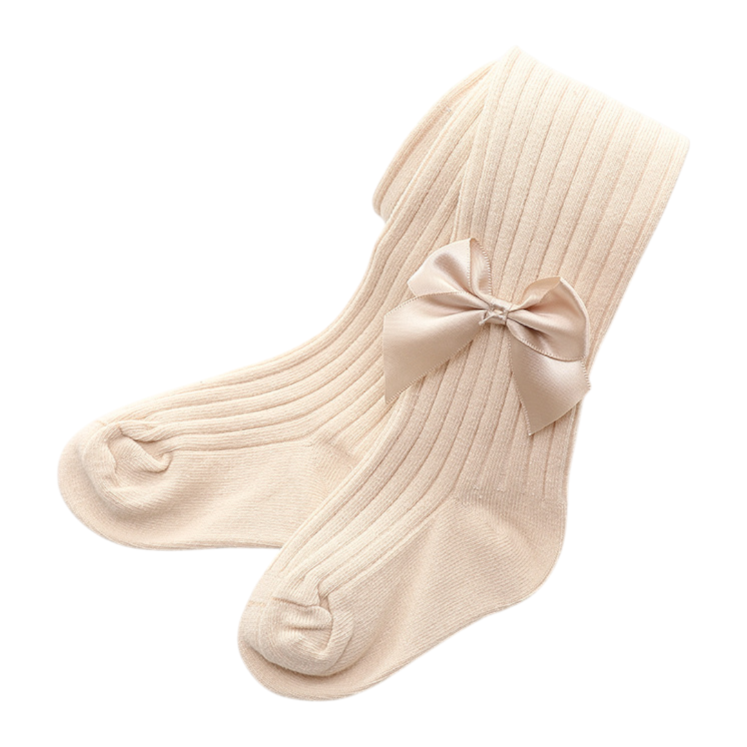 Élyse Bow Knit Stockings - Beige