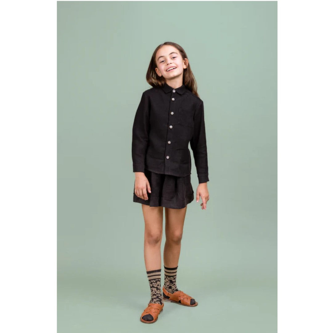 Linen Shirt & Shorts - Black