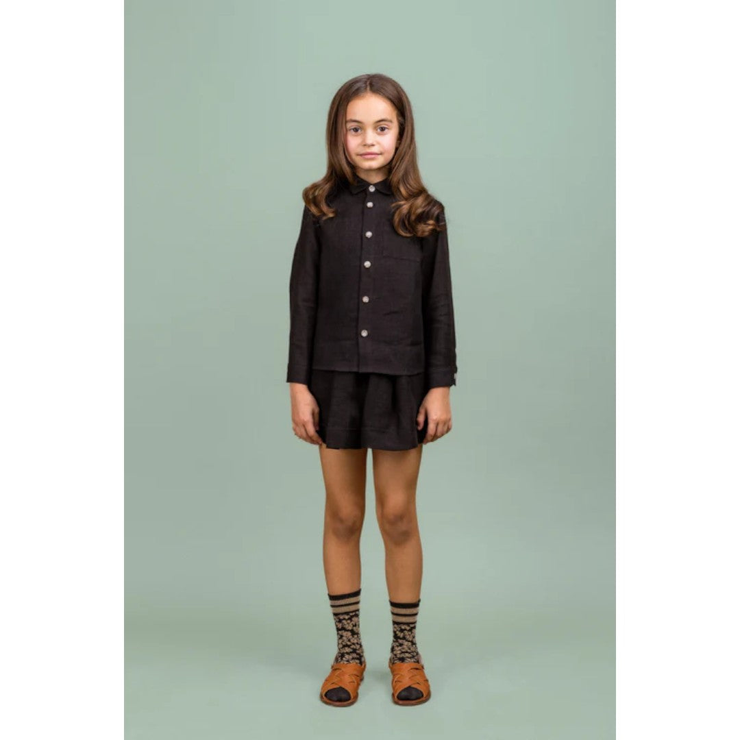 Linen Shirt & Shorts - Black