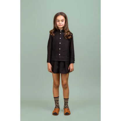 Linen Shirt &amp; Shorts - Black