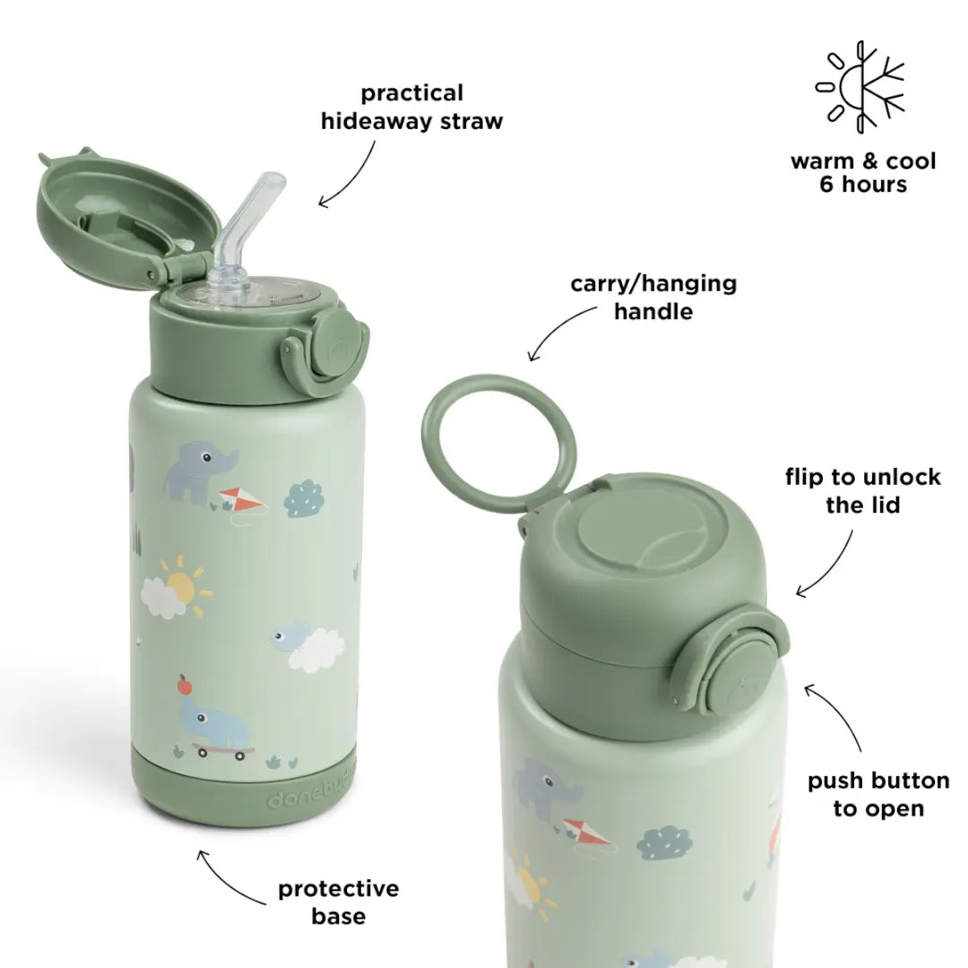 Insulated Straw Bottle Playground Green 340ml DONE BY DEER