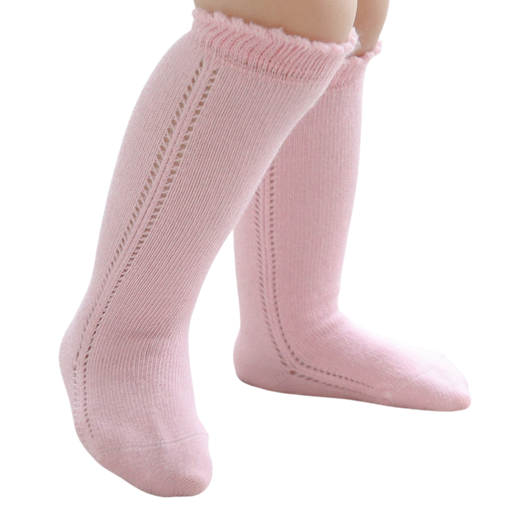 Léa Pointelle Knit Socks - Blush