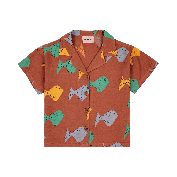 Multicolor Fish all over woven shirt