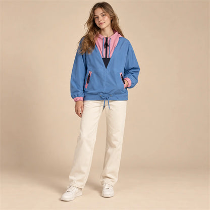 Beige studio lookbook: Oaks Windbreaker; 16Y; full-body child model; look 1