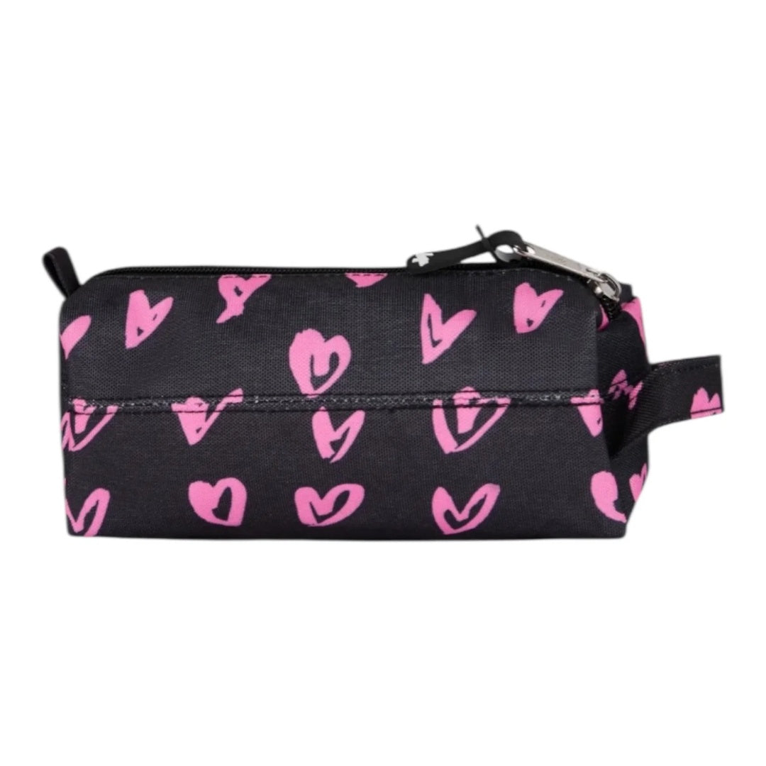 Black Pink Scribble Heart Pencil Case